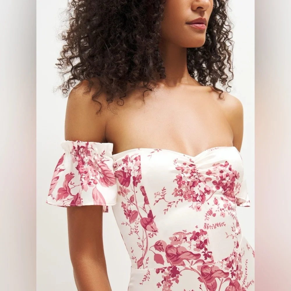 NWT Reformation Sianna Silk Dress -Size 6 in Paris Floral - Picture 3 of 9